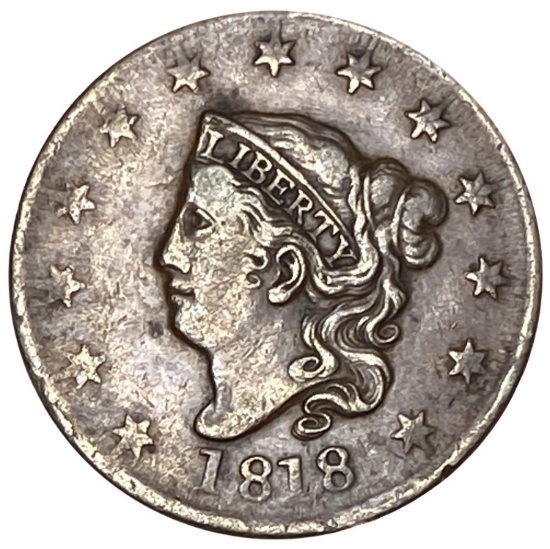 1818 Coronet Head Large Cent VF