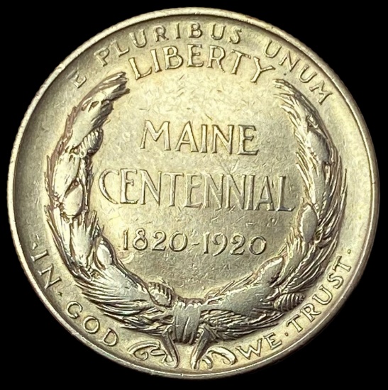 1920 Silver Maine Centennial Half Dollar CLOSELY UNCIRCULATED