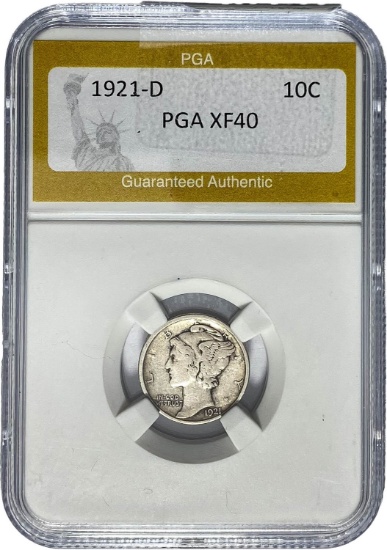 1921-D Mercury Dime PGA XF40