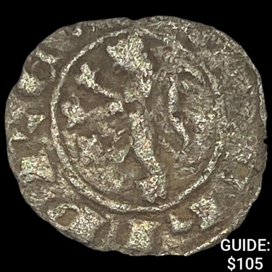 Crusader Cyprus Janus, 1398-1432 Silver Denier CLOSELY UNCIRCULATED
