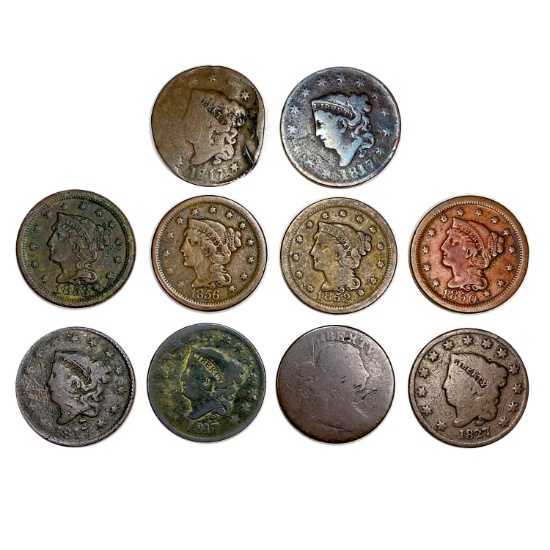 1803-1856 Early US Large Cent Lot [10 Coins]