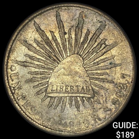 1899Go RS Mexico Silver Peso NEARLY UNCIRCULATED