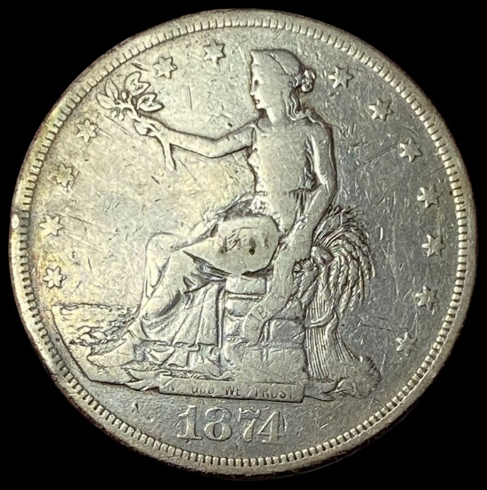 1874-CC Silver Trade Dollar LIGHTLY CIRCULATED