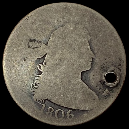 1806 Draped Bust Quarter (holed). NICELY CIRCULATED