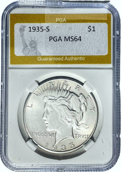 1935-S Peace Dollar PGA MS64