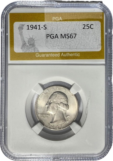 1941-S Washington Quarter PGA MS67
