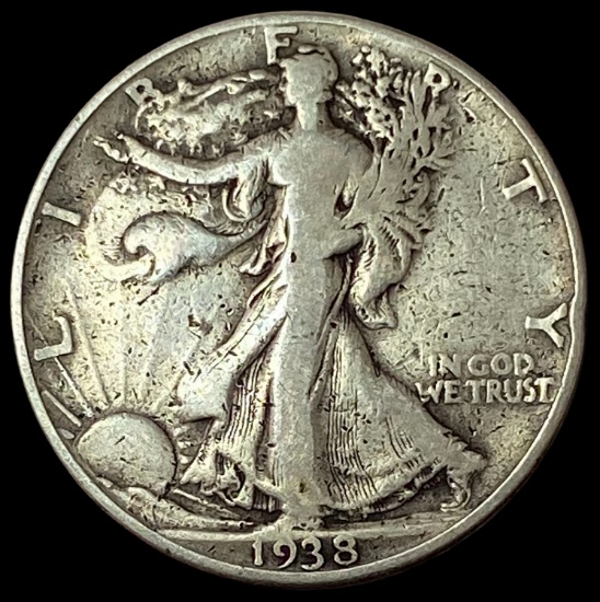 1938-D Silver Half Dollar Walking Liberty NICELY CIRCULATED