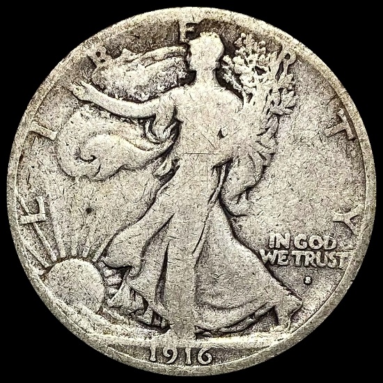 1916-S Silver Walking Liberty Half Dollar NICELY CIRCULATED