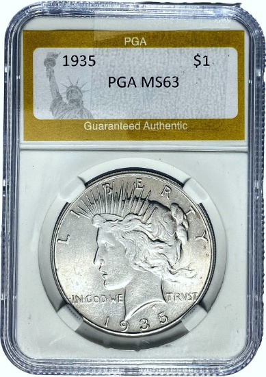 1935 Peace Dollar PGA MS63