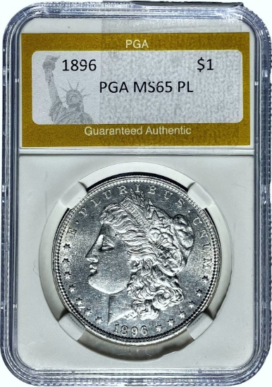 1896 Morgan Dollar PGA MS65 PL SILVER