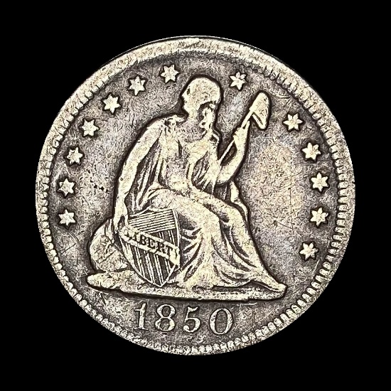 1850-O Silver Seated Liberty Quarter LIGHTLY CIRCULATED