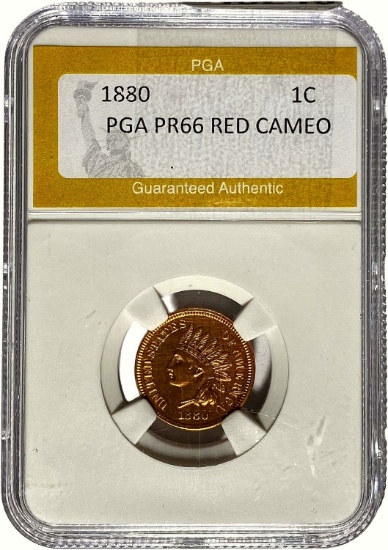 1880 1C Indian Head Cent PGA PR66 Red Cameo