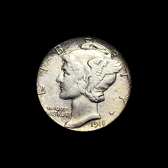 1918-S Silver Mercury Dime LIGHTLY CIRCULATED