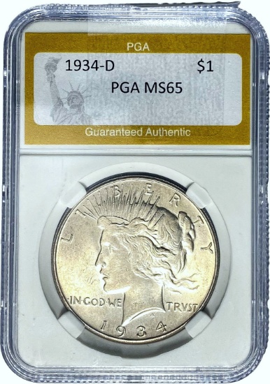 1934-D Peace Dollar PGA MS65