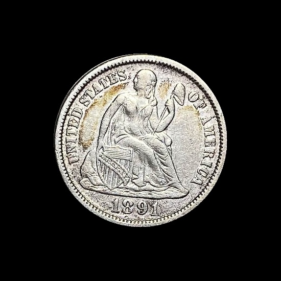1891 Silver Seated Liberty Dime CLOSELY UNCIRCULATED