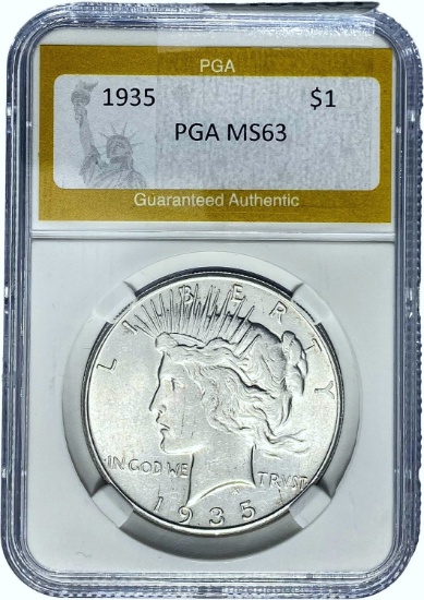 1935 Peace Dollar PGA MS63