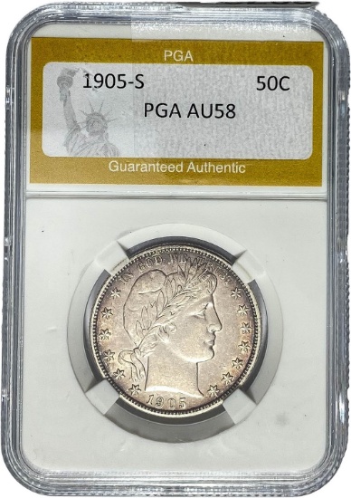 1905-S Barber Half Dollar PGA AU58