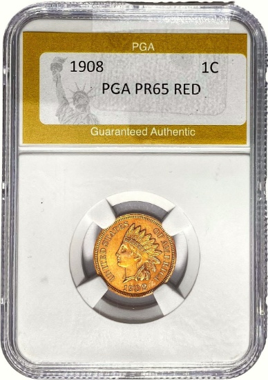 1908 1C Indian Head PGA PR65 RED