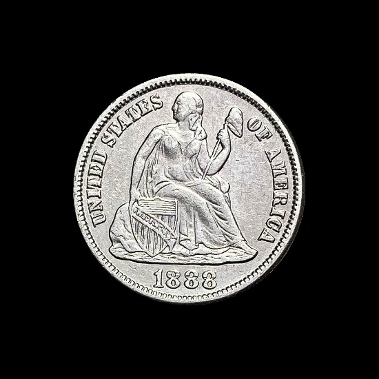 1888-S Silver Seated Liberty Dime CHOICE AU
