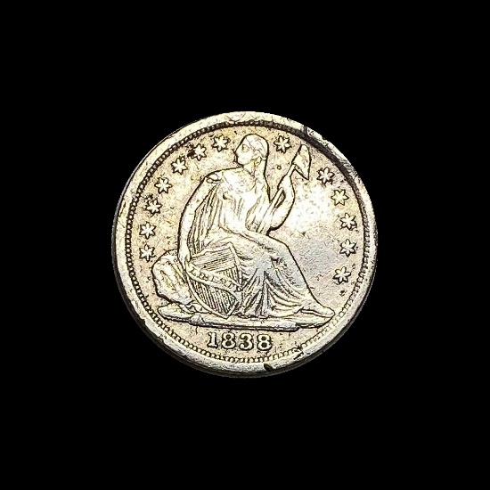 1838 Seated Liberty Half Dime CLOSELY UNCIRCULATED