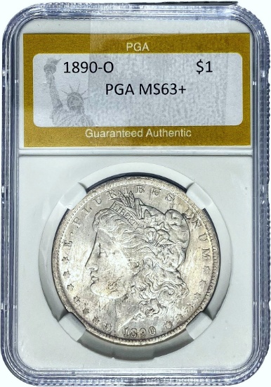 1890-O Morgan Dollar PGA MS63+