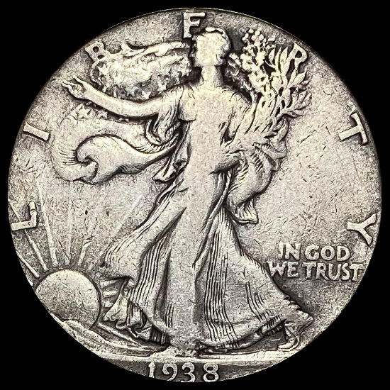 1938-D Silver Walking Liberty Half Dollar LIGHTLY CIRCULATED