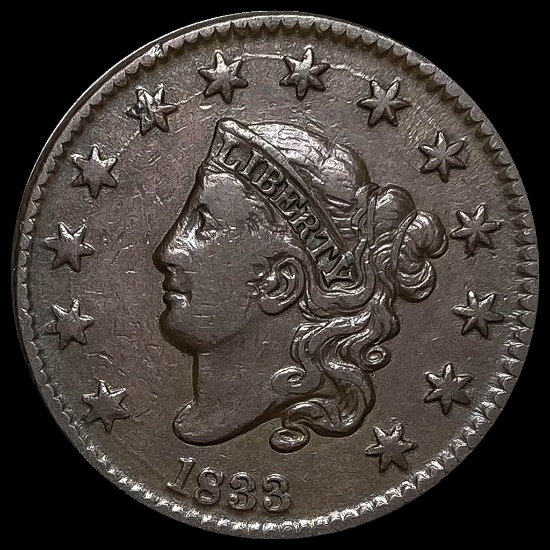 1833 Coronet Head Large Cent CLOSELY UNCIRCULATED