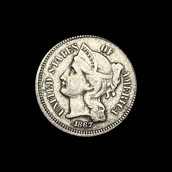 1867 Nickel Three-Cent Piece LIGHTLY CIRCULATED