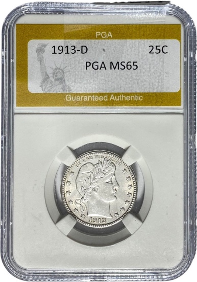 1913-D Barber Quarter PGA MS65