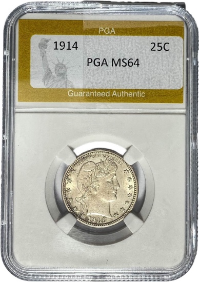 1914 Barber Quarter PGA MS64