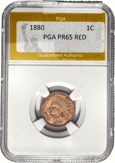 1880 1C Indian Head Cent PGA PR65 RED