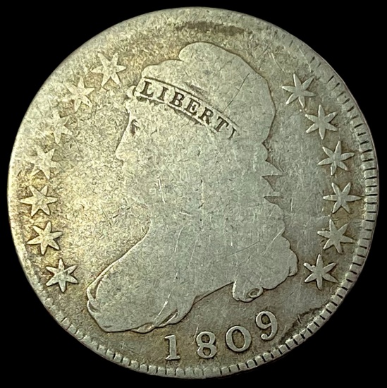1809 Capped Bust Silver Half Dollar NICELY CIRCULATED