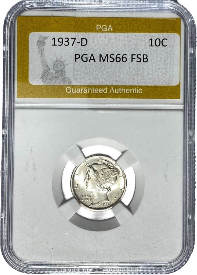1937-D Mercury Dime PGA MS66 FSB