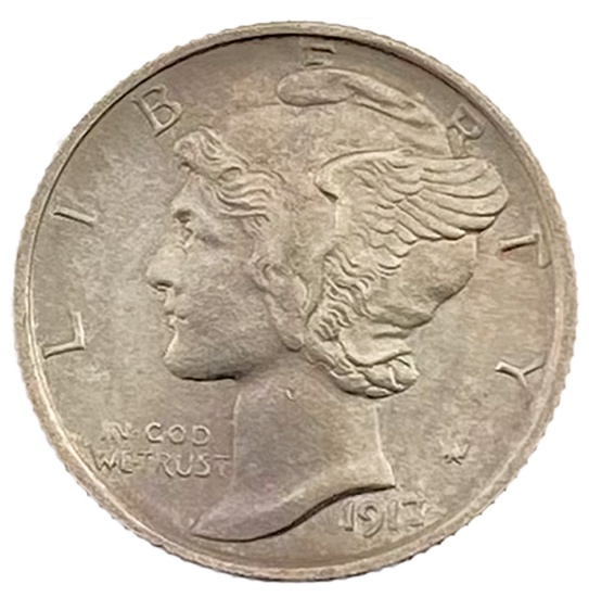 1917-S Mercury Silver Dime AU
