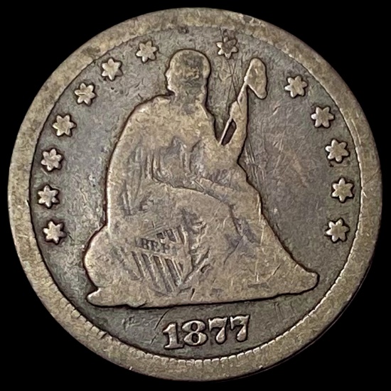 1877-CC Silver Seated Liberty Quarter LIGHTLY CIRCULATED