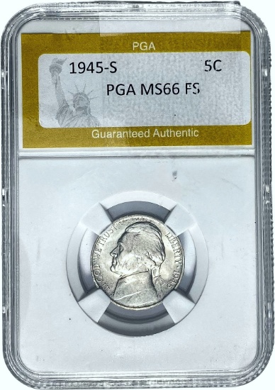 1945-S Jefferson Nickel PGA MS66 FS
