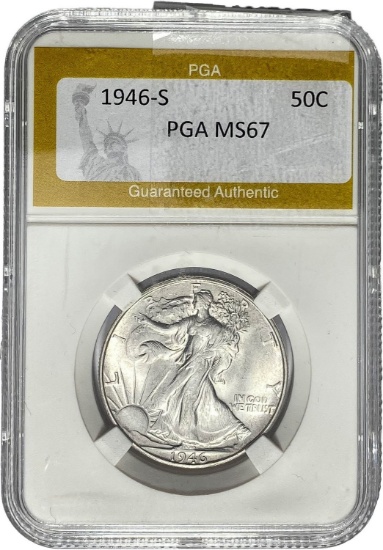 1946-S Walking Liberty Half Dollar PGA MS67