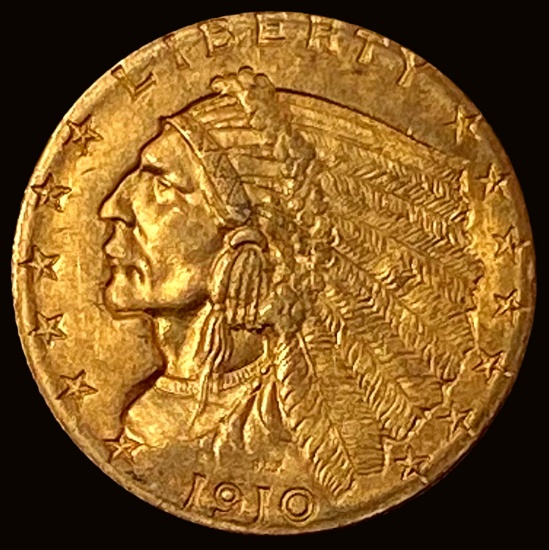 1910 Indian Head $2.5 Gold Quarter Eagle CHOICE AU