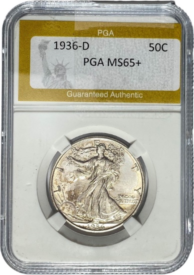 1936-D Walking Liberty Half Dollar PGA MS65+