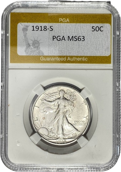 1918-S Walking Liberty Half Dollar PGA MS63