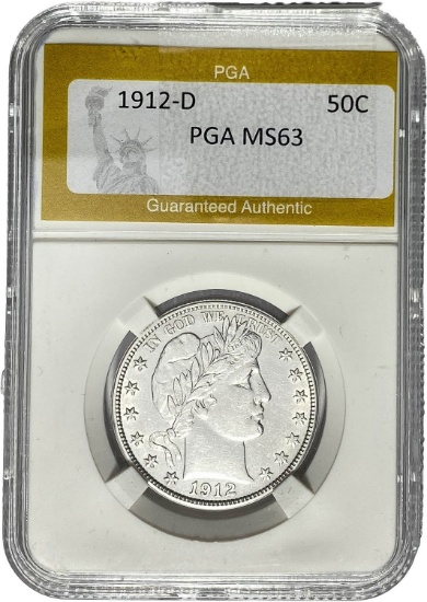 1912-D Barber Half Dollar PGA MS63