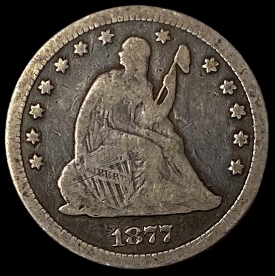 1877-CC Silver Seated Liberty Quarter LIGHTLY CIRCULATED