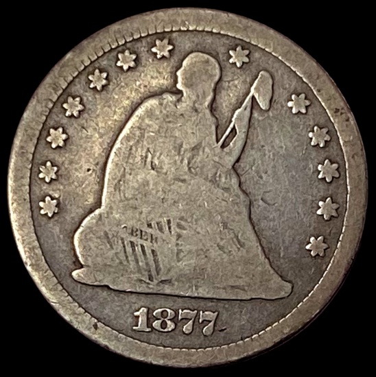 1877-CC Silver Seated Liberty Quarter LIGHTLY CIRCULATED