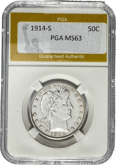 1914-S Barber Half Dollar PGA MS63
