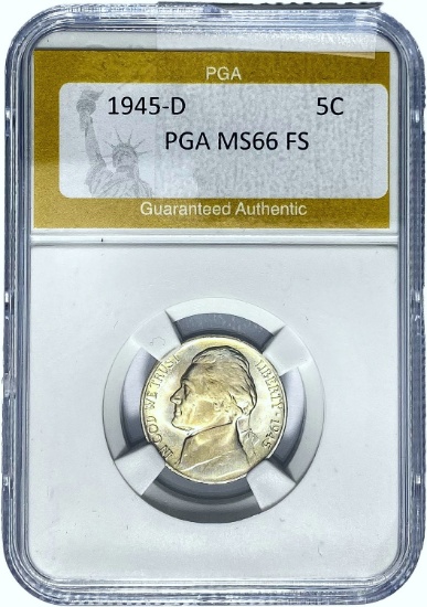 1945-D Jefferson Nickel PGA MS66 FS
