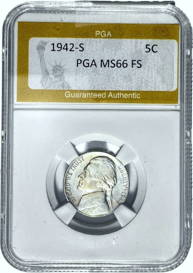 1942-S Jefferson Nickel PGA MS66 FS