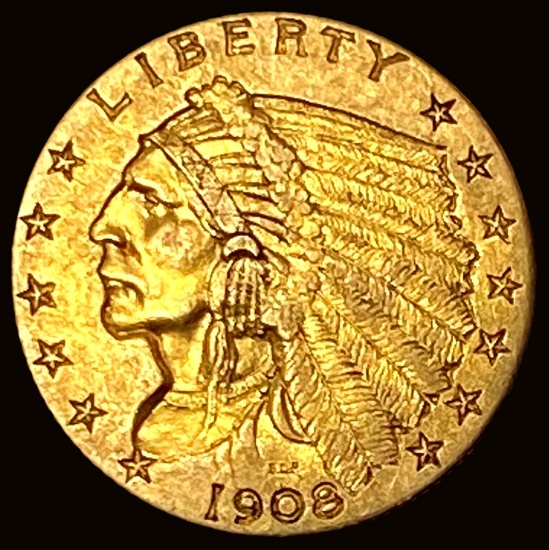 1908 Indian Head $2.5 Gold Quarter Eagle CHOICE AU