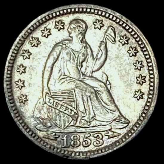 1853 Arrows Seated Liberty Half Dime CHOICE AU