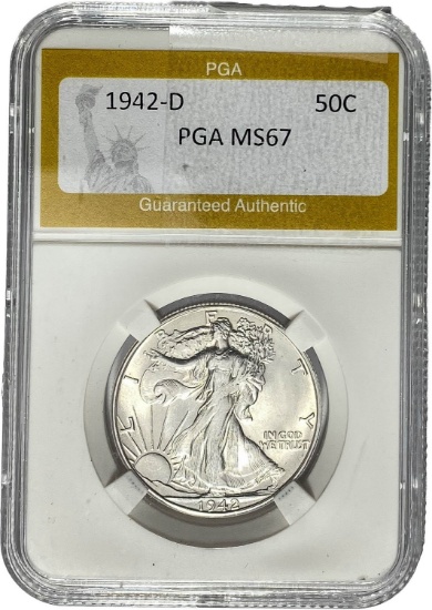 1942-D Walking Liberty Half Dollar PGA MS67