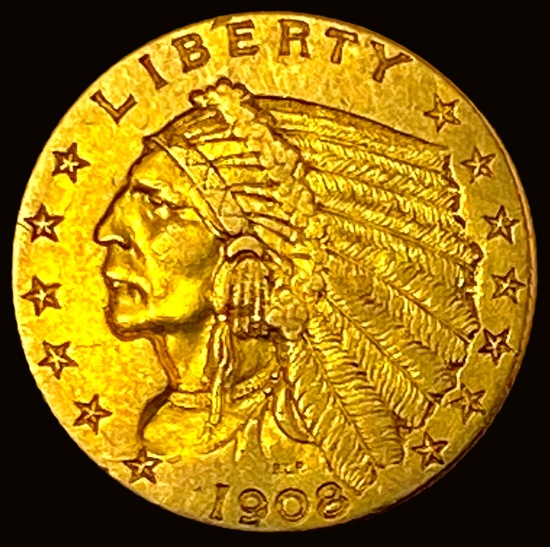1908 Indian Head $2.5 Gold Quarter Eagle CHOICE AU
